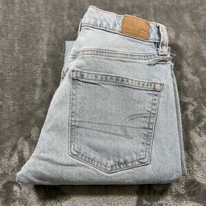 American Eagle Jeans Women’s 2L/26w Blue 90’s Skinny High Rise Raw Hem Denim